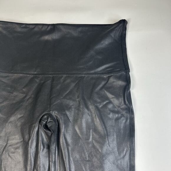 Spanx Leggings Women's 1X Black Faux Leather High Rise High Waisted Pull On - Picture 2 of 8